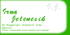 irma jelencsik business card